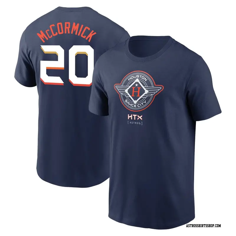 Men's Houston Astros ＃20 Chas McCormick Navy 2025 City Connect Name & Number T-Shirt