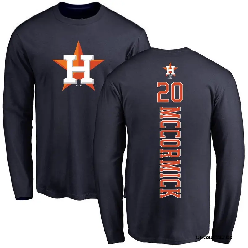 Men's Houston Astros ＃20 Chas McCormick Navy Backer Long Sleeve T-Shirt