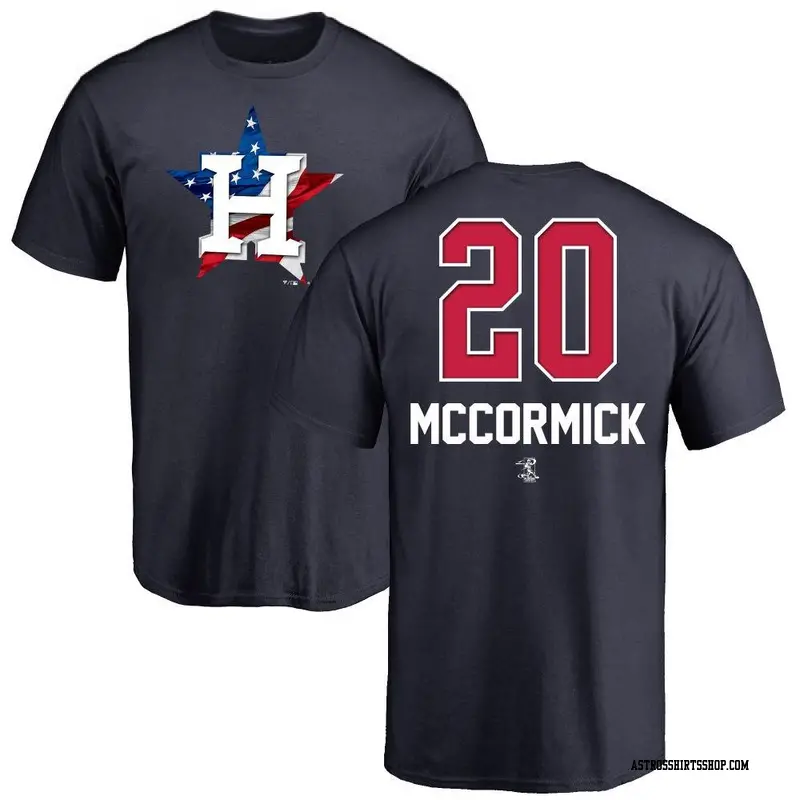 Men's Houston Astros ＃20 Chas McCormick Navy Branded Name and Number Banner Wave T-Shirt