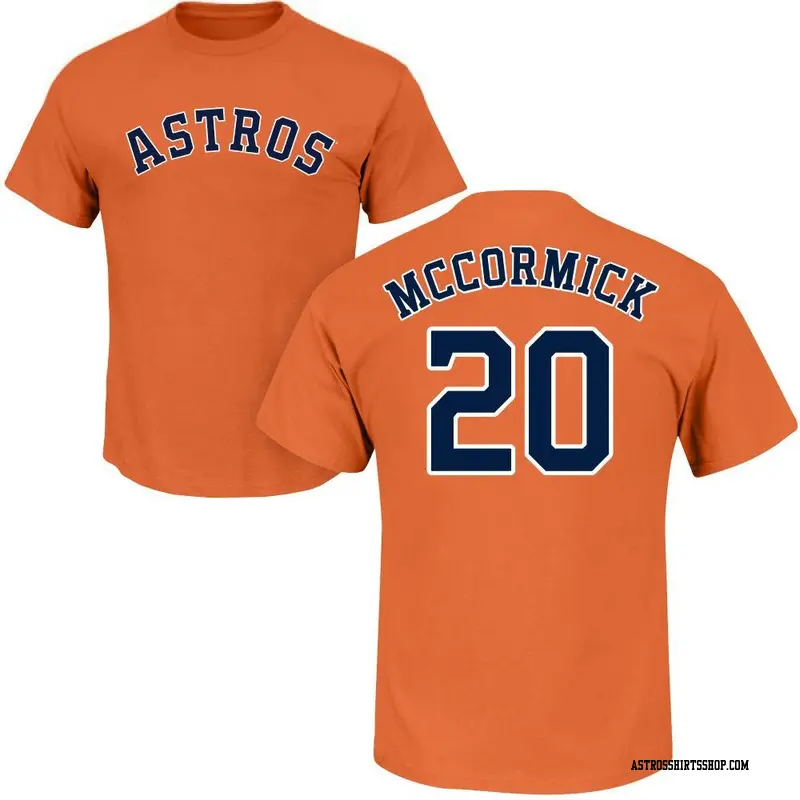 Men's Houston Astros ＃20 Chas McCormick Orange Roster Name & Number T-Shirt