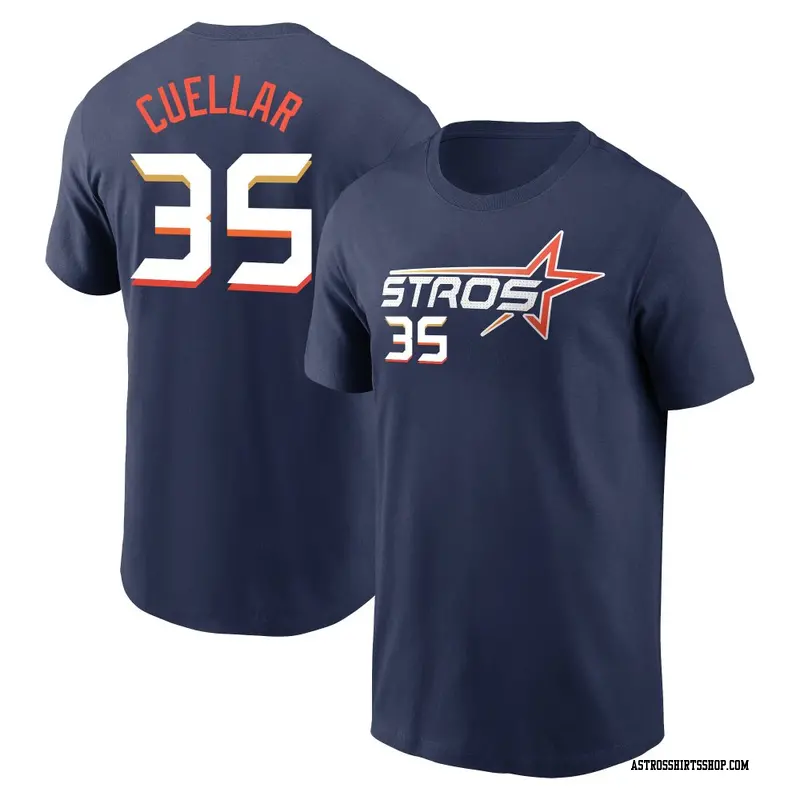 Men's Houston Astros ＃35 Mike Cuellar Navy 2025 City Connect Fuse Name & Number T-Shirt