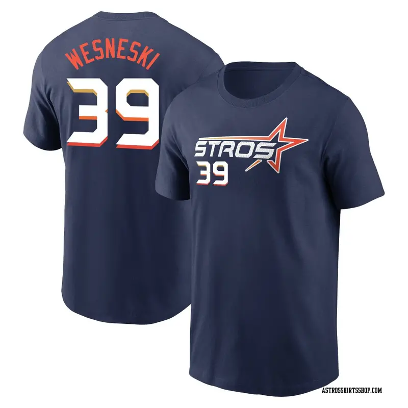 Men's Houston Astros ＃39 Hayden Wesneski Navy 2025 City Connect Fuse Name & Number T-Shirt