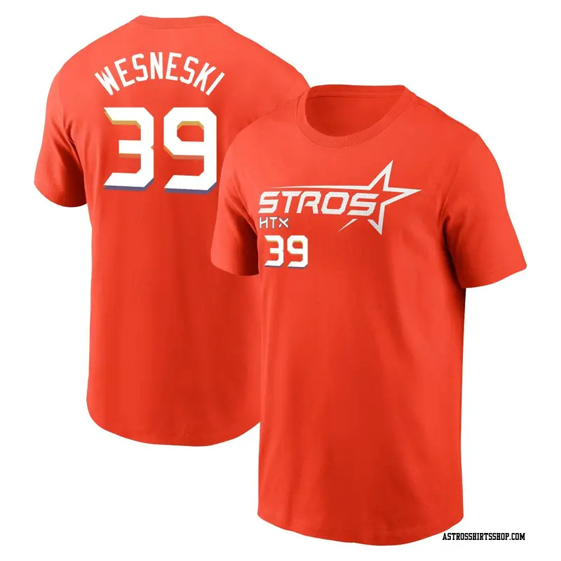 Men's Houston Astros ＃39 Hayden Wesneski Orange 2025 City Connect Name & Number T-Shirt