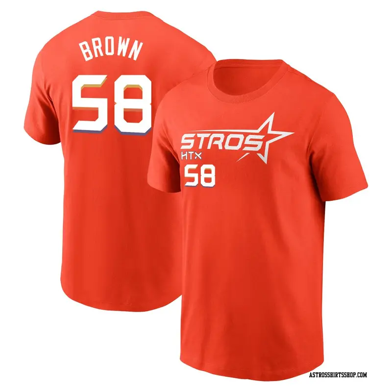 Men's Houston Astros ＃58 Hunter Brown Orange 2025 City Connect Name & Number T-Shirt