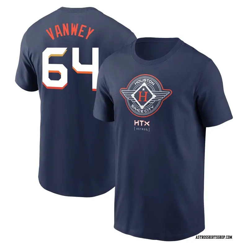 Men's Houston Astros ＃64 Logan VanWey Navy 2025 City Connect Name & Number T-Shirt