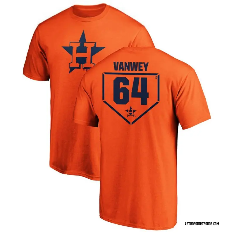 Men's Houston Astros ＃64 Logan VanWey Orange RBI T-Shirt