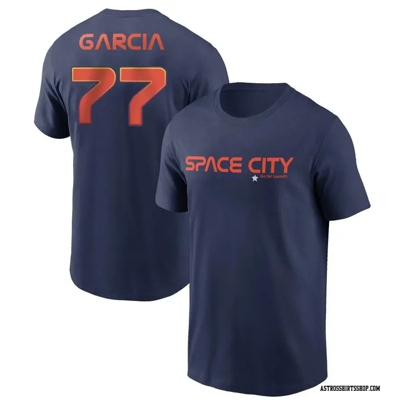Men's Houston Astros ＃77 Luis Garcia Navy 2022 City Connect Name & Number T-Shirt