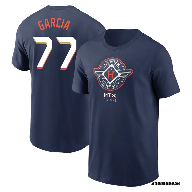 Men's Houston Astros ＃77 Luis Garcia Navy 2025 City Connect Name & Number T-Shirt