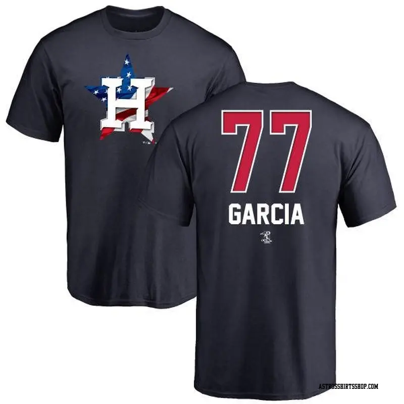 Men's Houston Astros ＃77 Luis Garcia Navy Branded Name and Number Banner Wave T-Shirt