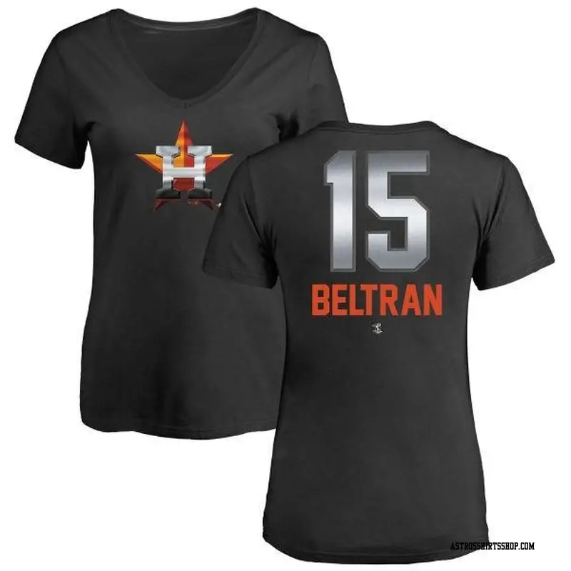Women's Houston Astros ＃15 Carlos Beltran Black Branded Midnight Mascot V-Neck T-Shirt