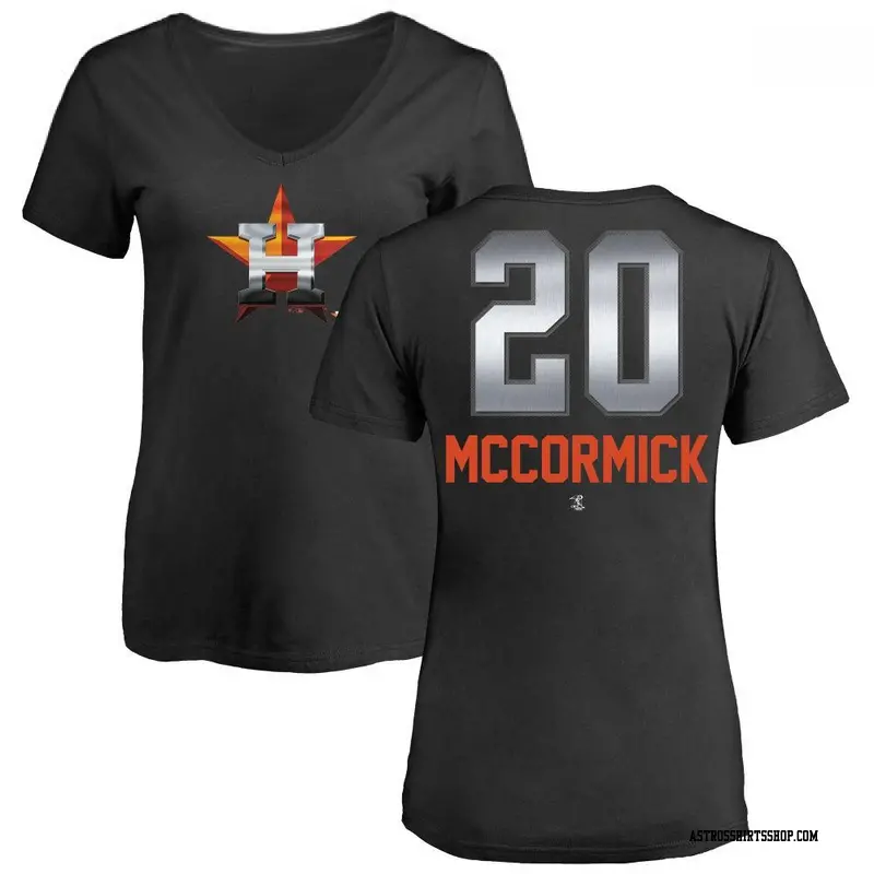 Women's Houston Astros ＃20 Chas McCormick Black Branded Midnight Mascot V-Neck T-Shirt