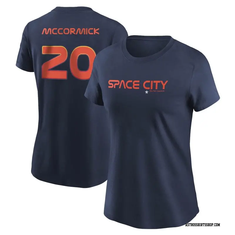 Women's Houston Astros ＃20 Chas McCormick Navy 2022 City Connect Name & Number T-Shirt