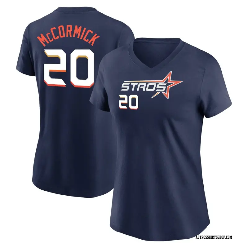 Women's Houston Astros ＃20 Chas McCormick Navy 2025 City Connect Fuse Name & Number T-Shirt