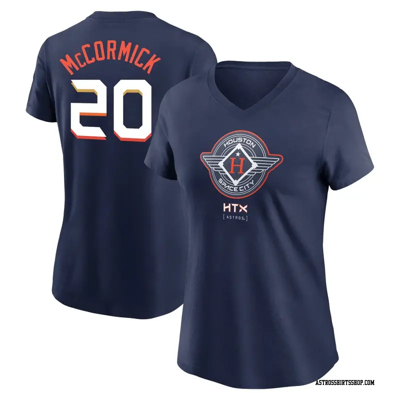 Women's Houston Astros ＃20 Chas McCormick Navy 2025 City Connect Name & Number T-Shirt