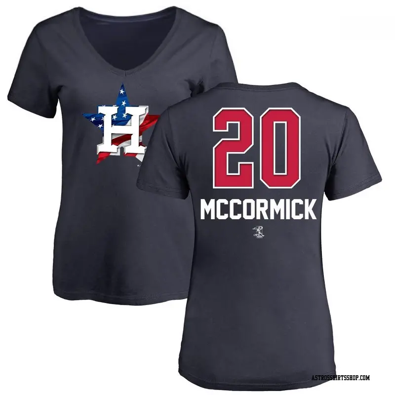 Women's Houston Astros ＃20 Chas McCormick Navy Branded Name and Number Banner Wave V-Neck T-Shirt