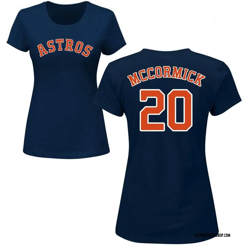 Women's Houston Astros ＃20 Chas McCormick Navy Roster Name & Number T-Shirt