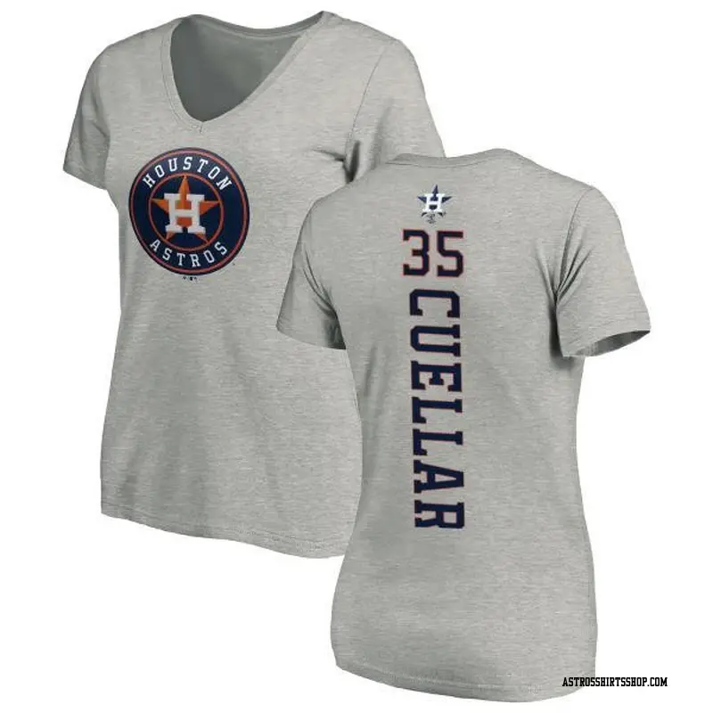 Women's Houston Astros ＃35 Mike Cuellar Ash Backer Slim Fit T-Shirt