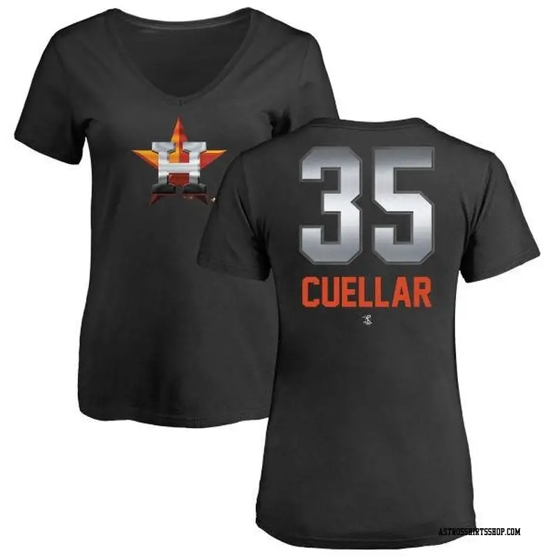 Women's Houston Astros ＃35 Mike Cuellar Black Branded Midnight Mascot V-Neck T-Shirt
