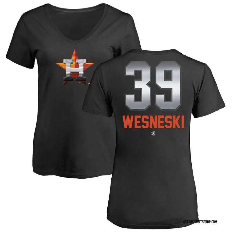 Women's Houston Astros ＃39 Hayden Wesneski Black Midnight Mascot V-Neck T-Shirt