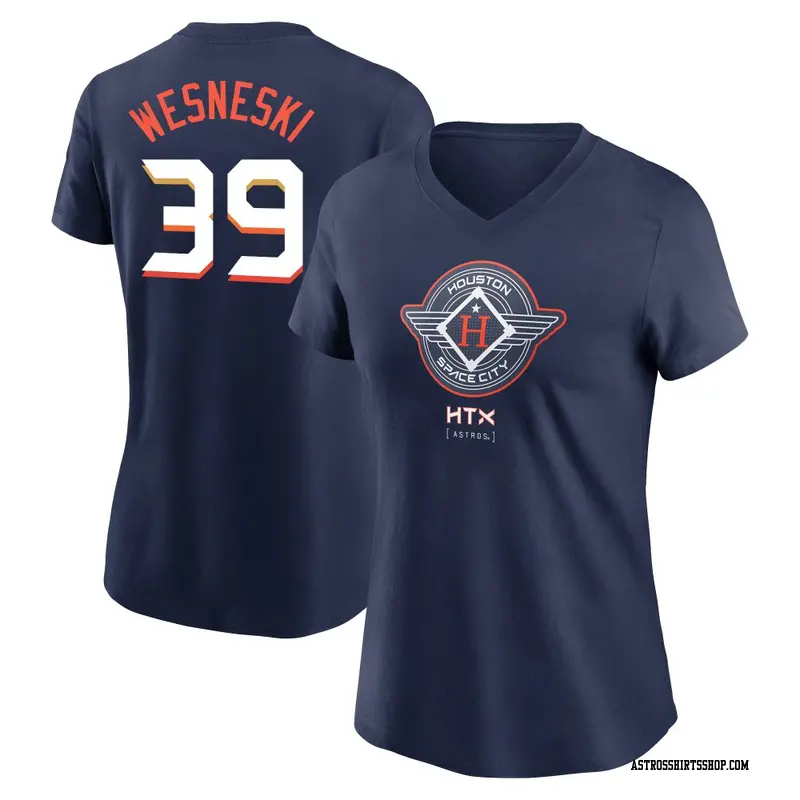 Women's Houston Astros ＃39 Hayden Wesneski Navy 2025 City Connect Name & Number T-Shirt