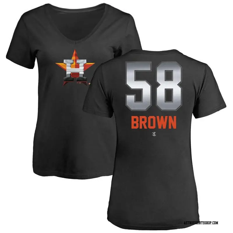 Women's Houston Astros ＃58 Hunter Brown Black Branded Midnight Mascot V-Neck T-Shirt