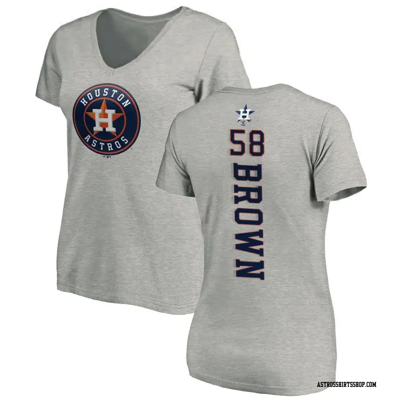 Women's Houston Astros ＃58 Hunter Brown Brown Hunter Backer Slim Fit T-Shirt Ash
