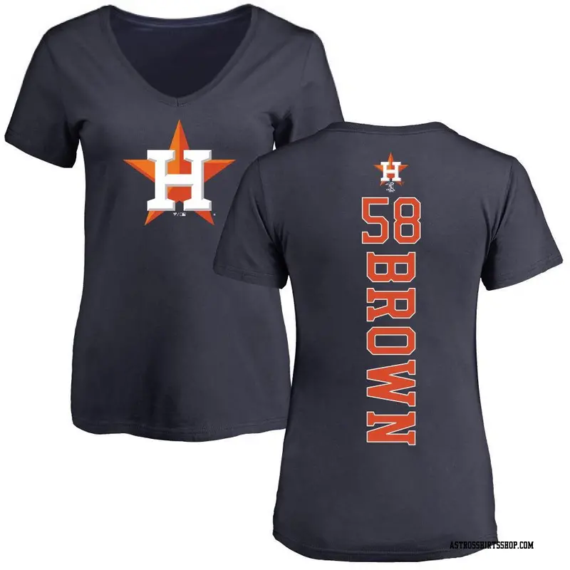 Women's Houston Astros ＃58 Hunter Brown Brown Hunter Backer Slim Fit T-Shirt Navy