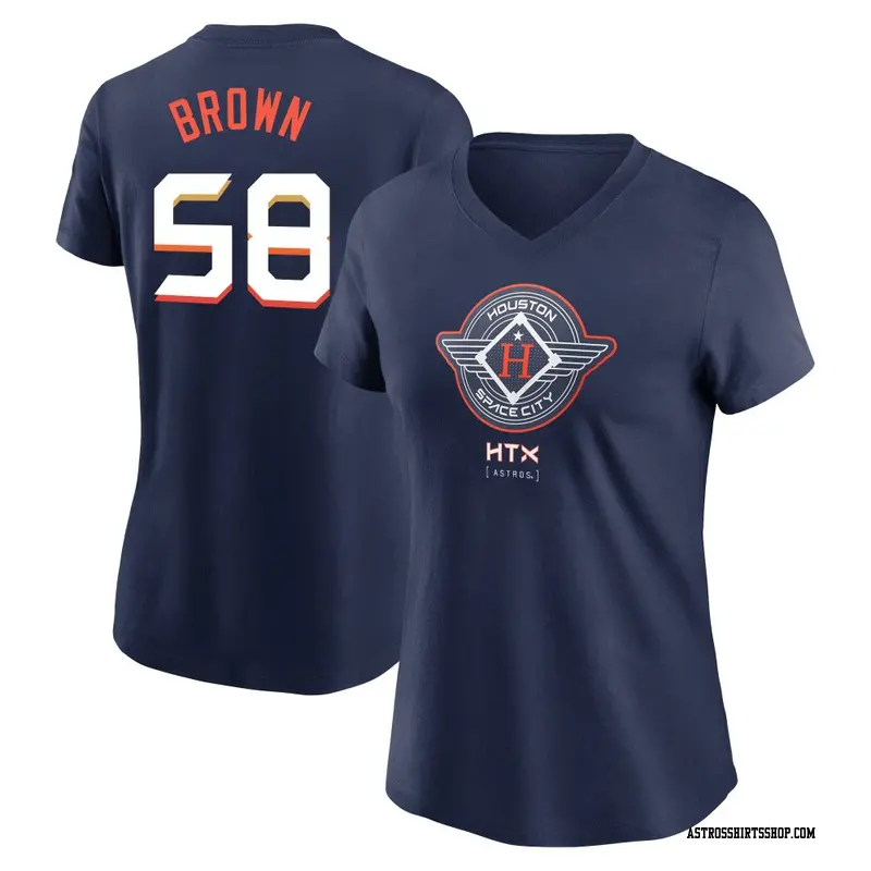 Women's Houston Astros ＃58 Hunter Brown Brown Hunter Navy 2025 City Connect Name & Number T-Shirt