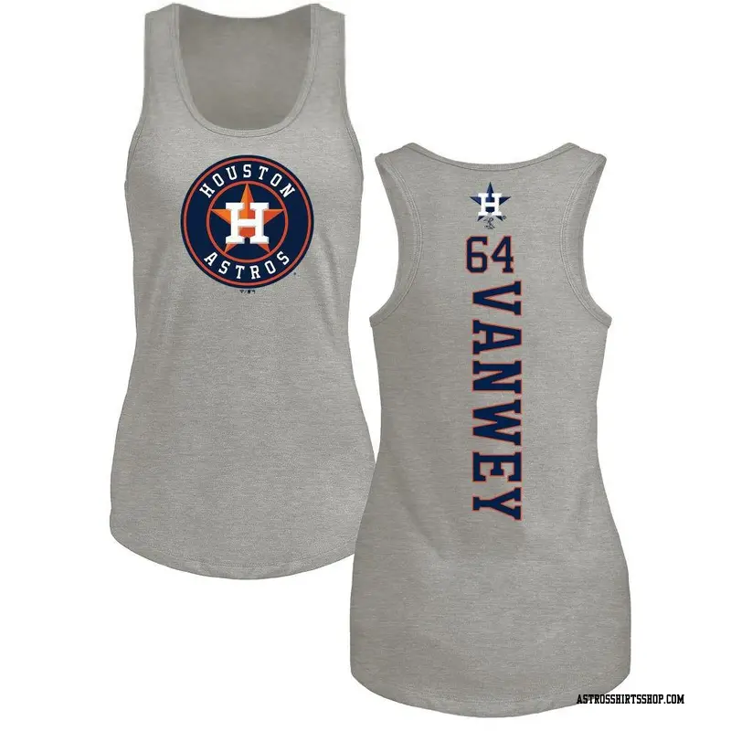 Women's Houston Astros ＃64 Logan VanWey Ash Backer Tank Top