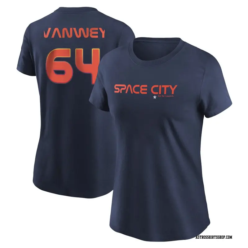Women's Houston Astros ＃64 Logan VanWey Navy 2022 City Connect Name & Number T-Shirt