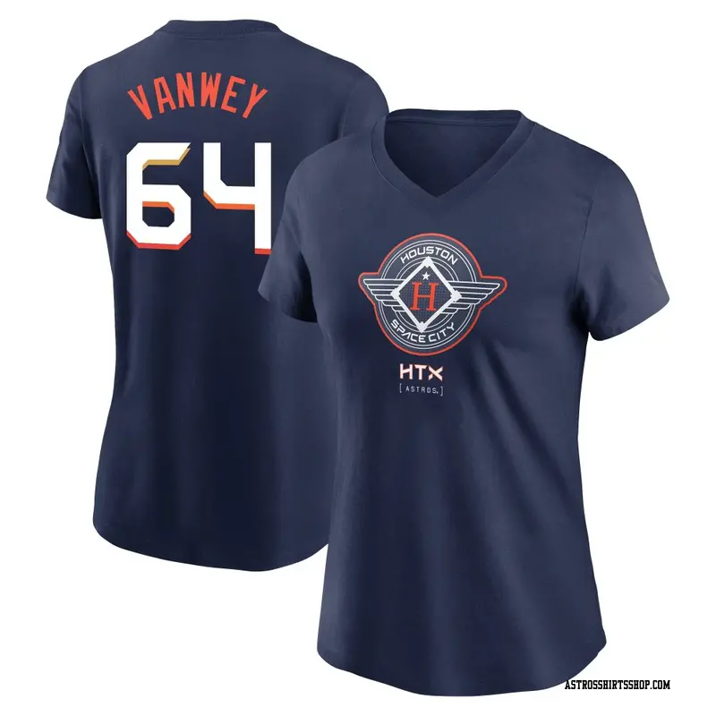 Women's Houston Astros ＃64 Logan VanWey Navy 2025 City Connect Name & Number T-Shirt