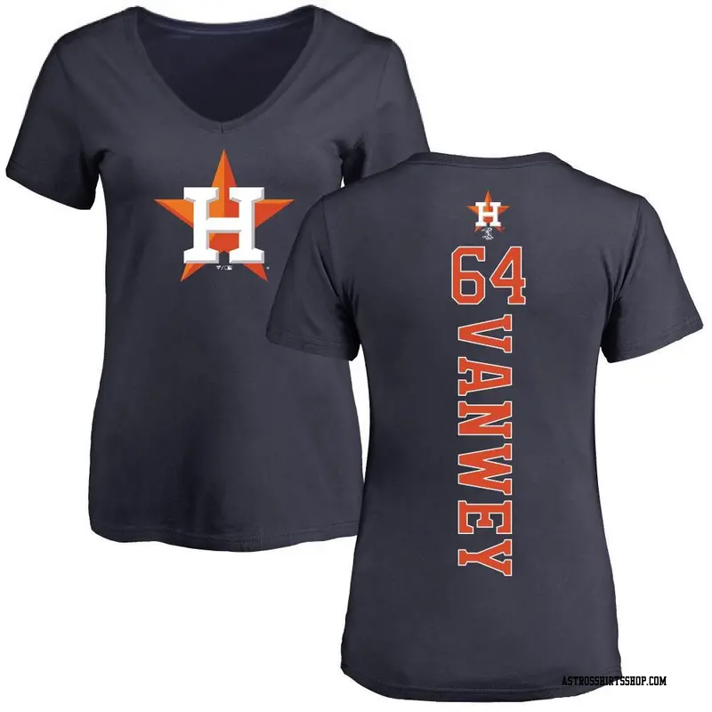 Women's Houston Astros ＃64 Logan VanWey Navy Backer Slim Fit T-Shirt