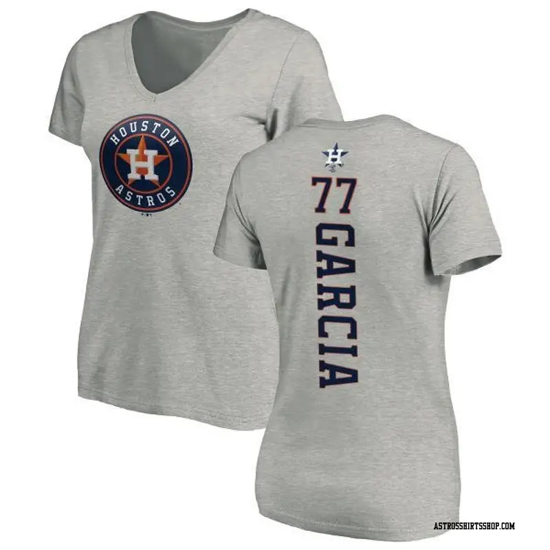 Women's Houston Astros ＃77 Luis Garcia Ash Backer Slim Fit T-Shirt