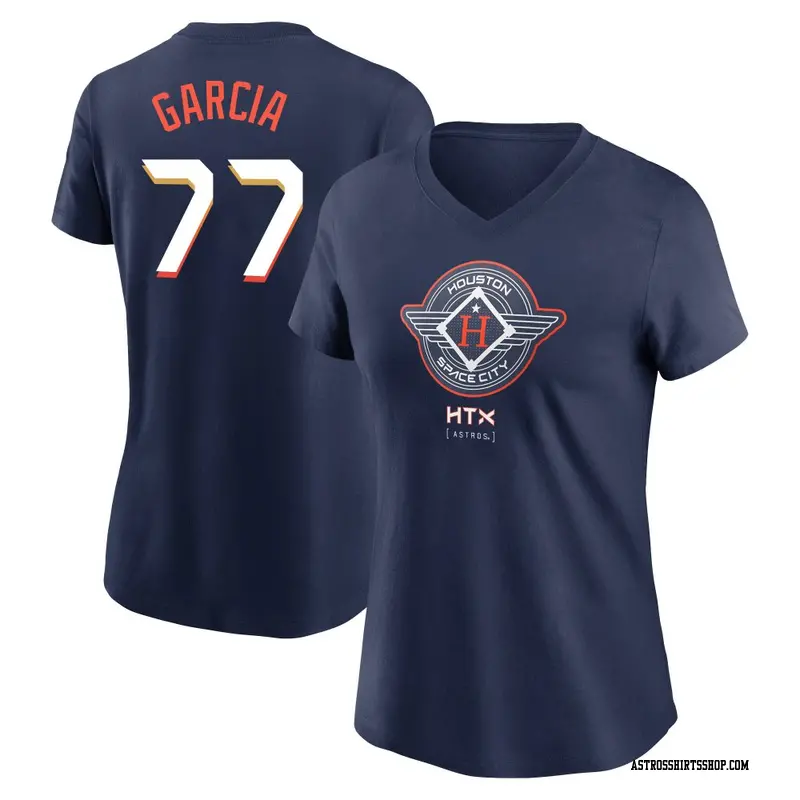 Women's Houston Astros ＃77 Luis Garcia Navy 2025 City Connect Name & Number T-Shirt