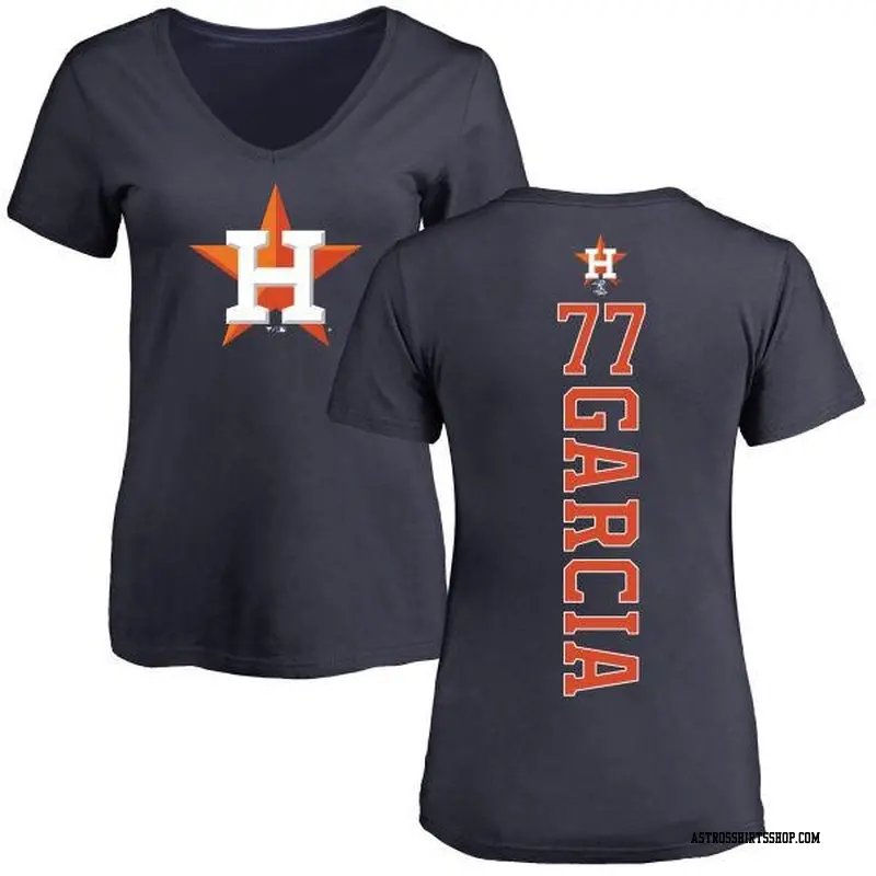 Women's Houston Astros ＃77 Luis Garcia Navy Backer Slim Fit T-Shirt