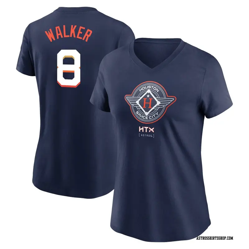 Women's Houston Astros ＃8 Christian Walker Navy 2025 City Connect Name & Number T-Shirt