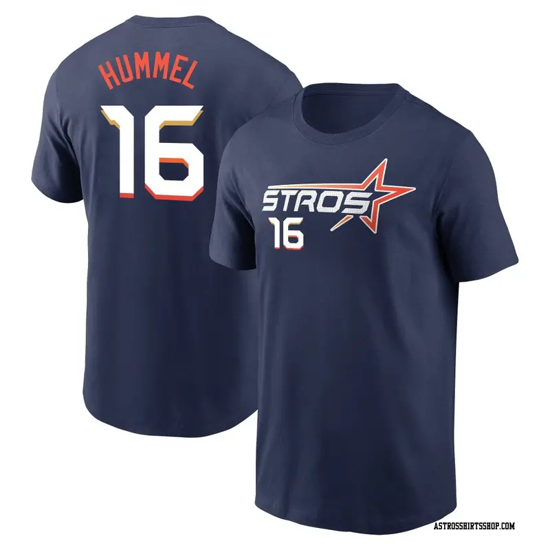 Youth Houston Astros ＃16 Cooper Hummel Navy 2025 City Connect Fuse Name & Number T-Shirt
