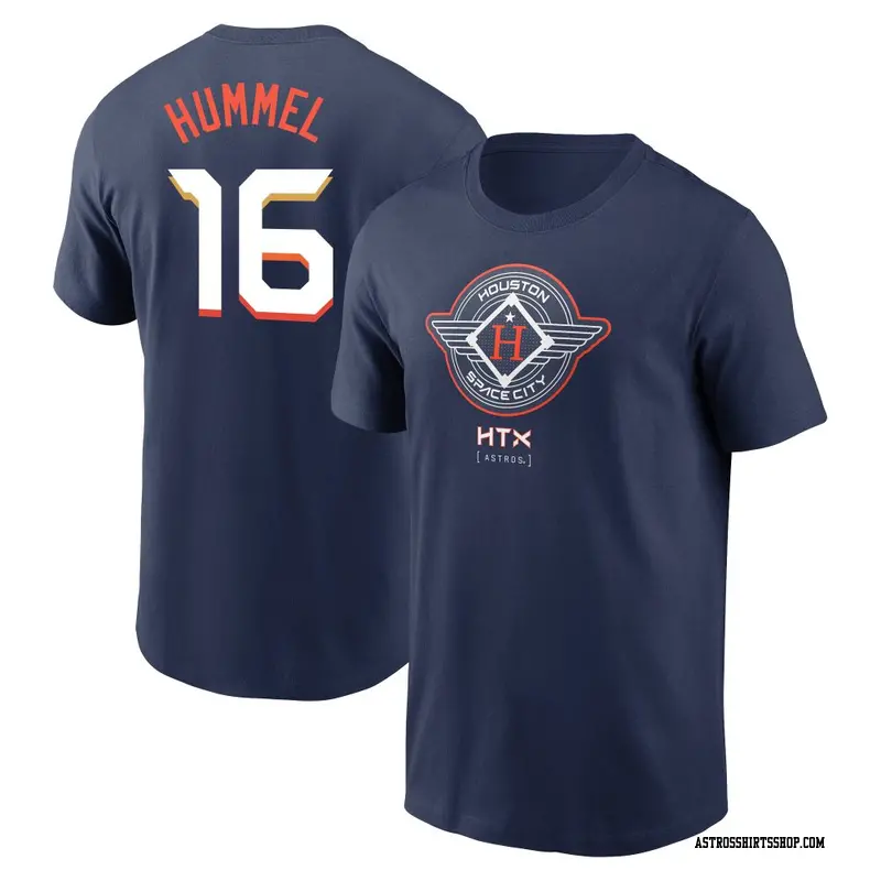Youth Houston Astros ＃16 Cooper Hummel Navy 2025 City Connect Name & Number T-Shirt