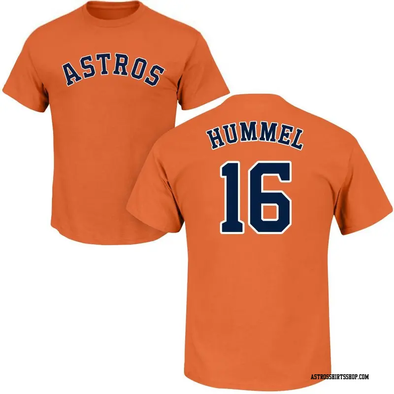 Youth Houston Astros ＃16 Cooper Hummel Orange Roster Name & Number T-Shirt