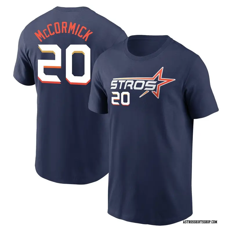 Youth Houston Astros ＃20 Chas McCormick Navy 2025 City Connect Fuse Name & Number T-Shirt