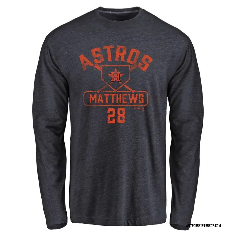 Youth Houston Astros ＃28 Brice Matthews Navy Base Runner Long Sleeve T-Shirt