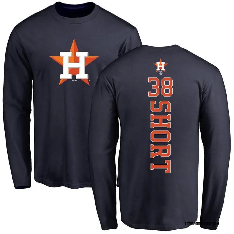 Youth Houston Astros ＃38 Zack Short Navy Backer Long Sleeve T-Shirt