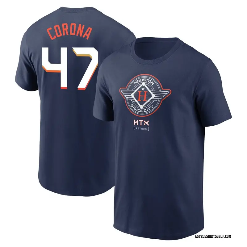 Youth Houston Astros ＃47 Kenedy Corona Navy 2025 City Connect Name & Number T-Shirt