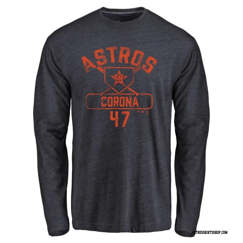 Youth Houston Astros ＃47 Kenedy Corona Navy Base Runner Long Sleeve T-Shirt