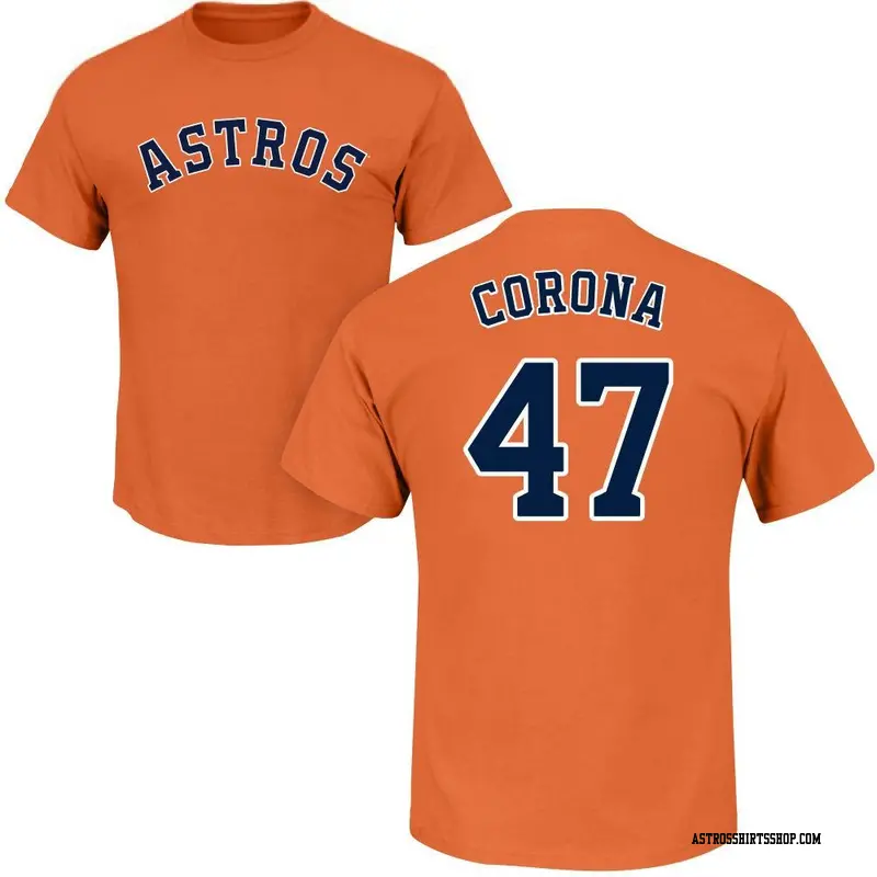 Youth Houston Astros ＃47 Kenedy Corona Orange Roster Name & Number T-Shirt