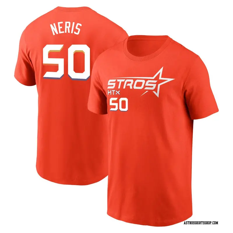 Youth Houston Astros ＃50 Hector Neris Orange 2025 City Connect Name & Number T-Shirt