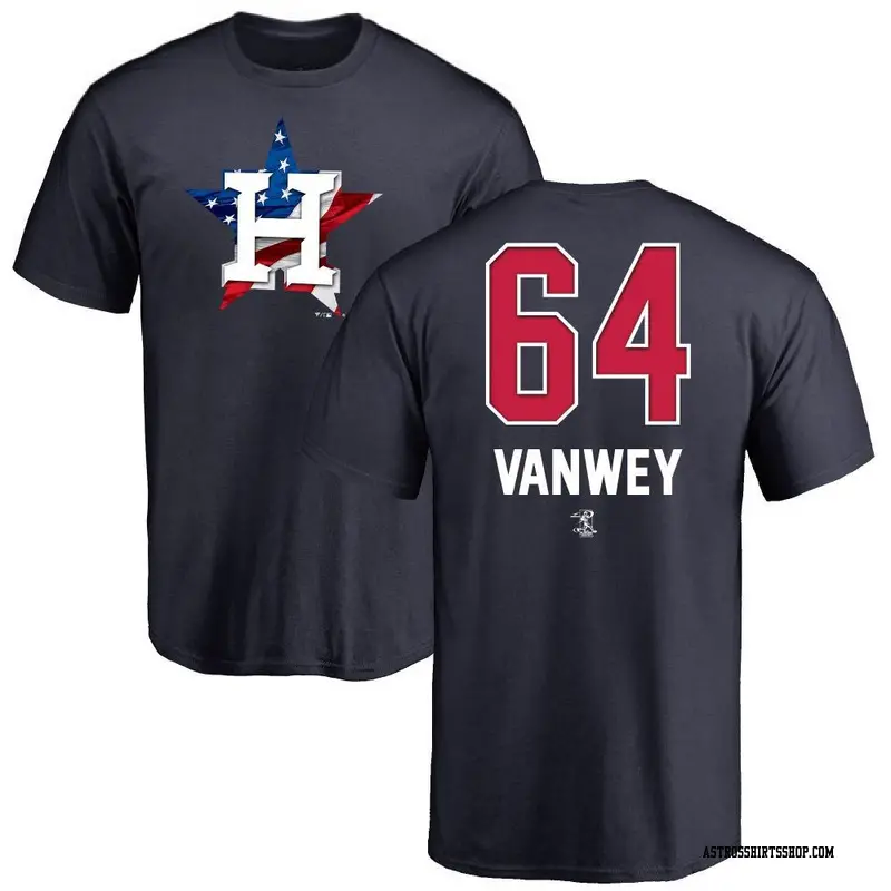 Youth Houston Astros ＃64 Logan VanWey Navy Name and Number Banner Wave T-Shirt
