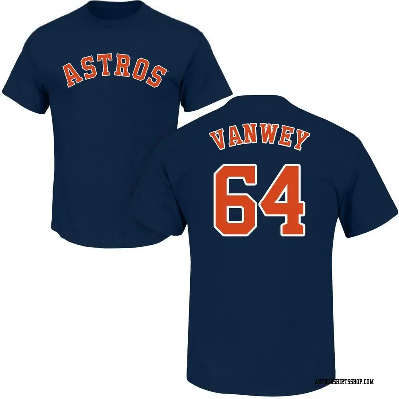 Youth Houston Astros ＃64 Logan VanWey Navy Roster Name & Number T-Shirt
