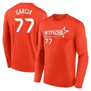 Youth Houston Astros ＃77 Luis Garcia Orange 2025 City Connect Name & Number Long Sleeve T-Shirt